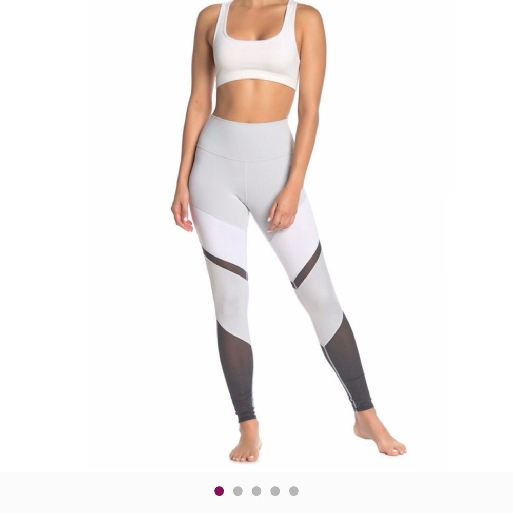 ALO Yoga Gray and Black Mesh Leggings